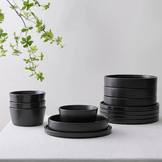 BLACK 16 PIECE DINNER SET