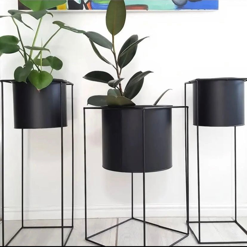 Matt Black Metal Planter