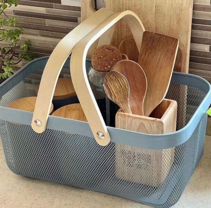 Rectangular Metal Mesh Basket with double handles