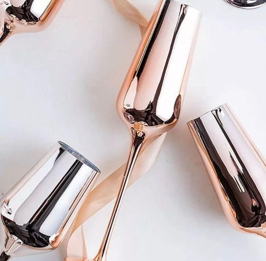 Rose Gold Champagne Flutes  (220ml)