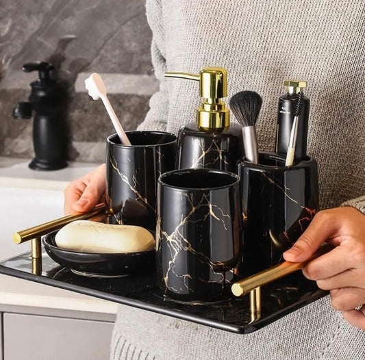 4 PC Marble Design Bathroom Set