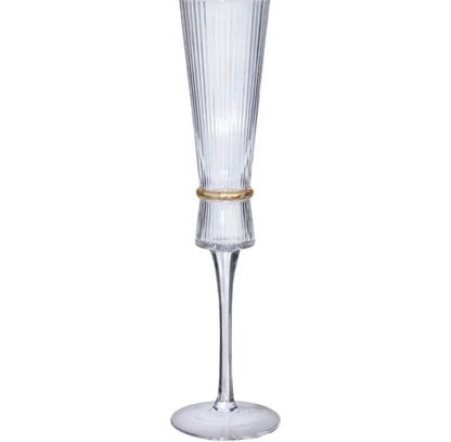 Elegant Flute and Wine Glasses With Gold Ring (160ml)