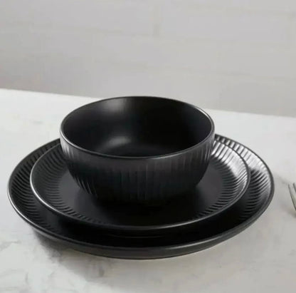 18 PC Matte Black Dinner Set