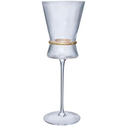 Elegant Flute and Wine Glasses With Gold Ring (160ml)