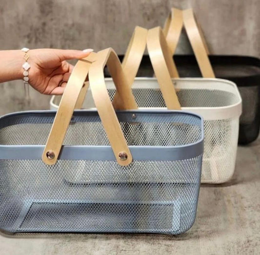 Rectangular Metal Mesh Basket with double handles