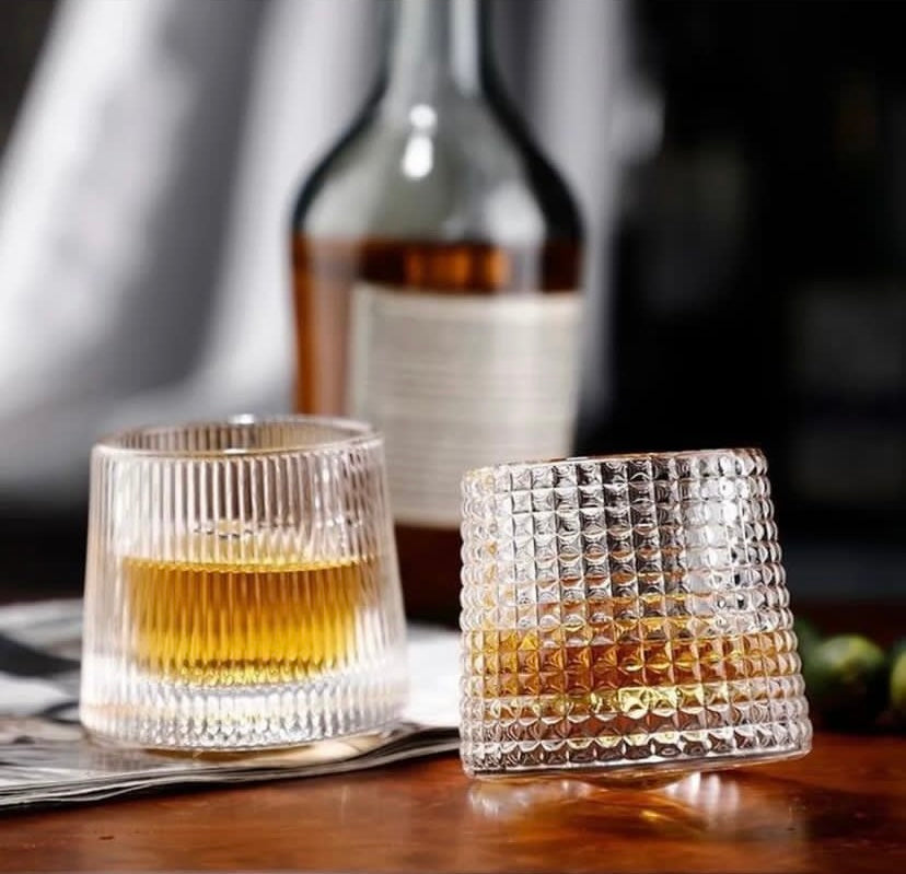 Rotating Whiskey Crystal Glass Set (160ml)