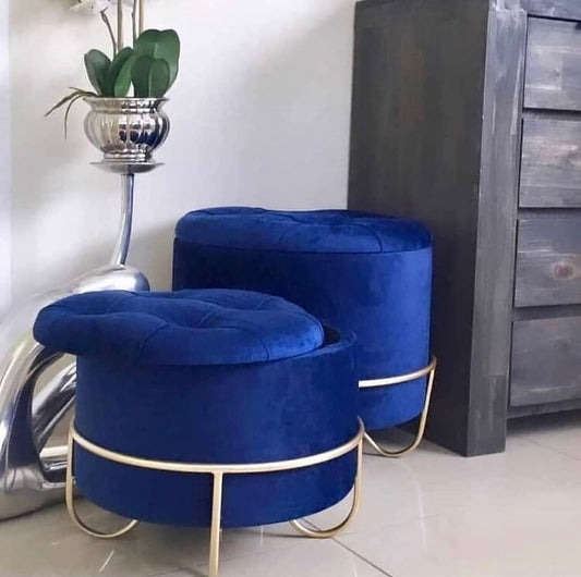 Blue & Gold Ottoman Set